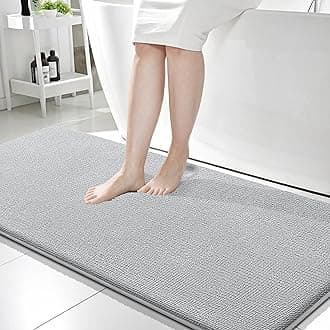 OLANLY Thick Memory Foam Bath Mat Rug 59x24, Extra Soft Absorbent Bathroom Rug, Quick Dry Bath Mats, Non-Slip, Machine Washable Carpet for Bathroom, Tub and Shower, Home Decor Accessories, Light Grey