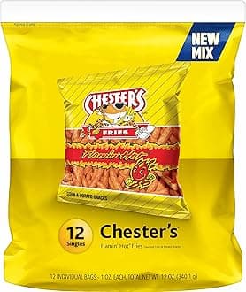 Chester's Fries Flamin' Hot Flavored Snacks, 12 Count, 1 oz Bags