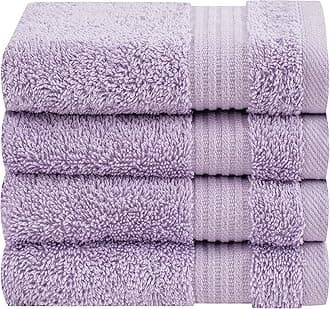 100% Cotton Turkish Washcloth Set for Bathroom, 4 Piece Soft Absorbent Small Towels Wash Rags, Lilac
