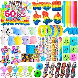JOYIN 60 Pcs Party Favors for Kids, Fidget Toys Pack, Sensory Toy, Goodie Bags Fillers for Birthday Party, Prizes in Bulk for School, Pinata Stuffers, Classroom Prizes, Treasure Box Toys