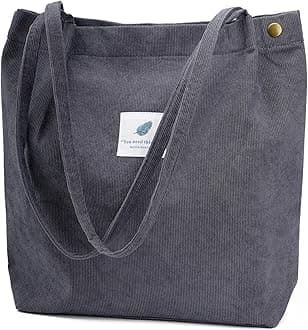 Corduroy Tote Bag Cute Tote Bags for Women Shoulder Bag with Inner Pocket for Work Beach Travel and Shopping Grocery
