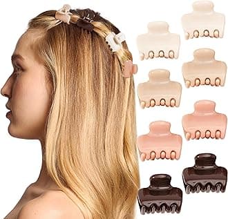 Kitsch Recycled Plastic Mini Puffy Claw Clips 8pc Set- Rosewood