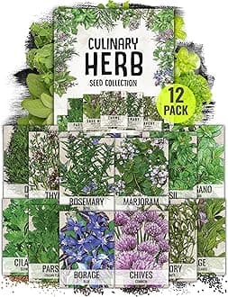 Herb Seeds Variety Pack Culinary Herb Collection (12 Individual Packets for Planting Indoors or Outdoors) Grow Your Own Herb Garden - Heirloom, Non-GMO