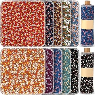 Redbaker 50 Pcs Reusable Paper Towels Paperless Reusable Cotton Cloths Toilet Absorbent Washable Paper Towels with Roll Kitchen Dishcloth for Kitchen Paperless Dishcloths(Plants)