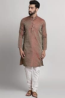 SOJANYA(Since 1958 Men’s Silk Blend Paisley Design Kurta & Off-White Churidar Pyjama Set