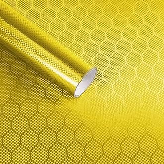 Honeycomb Carbon Fiber Vinyl Wrap, Hex Pattern Vinyl Car Wrap with Air Release Technology, Self-Adhesive DIY Auto Exterior Interior Decor Film Sticker (Gold, 1ft x 5ft)