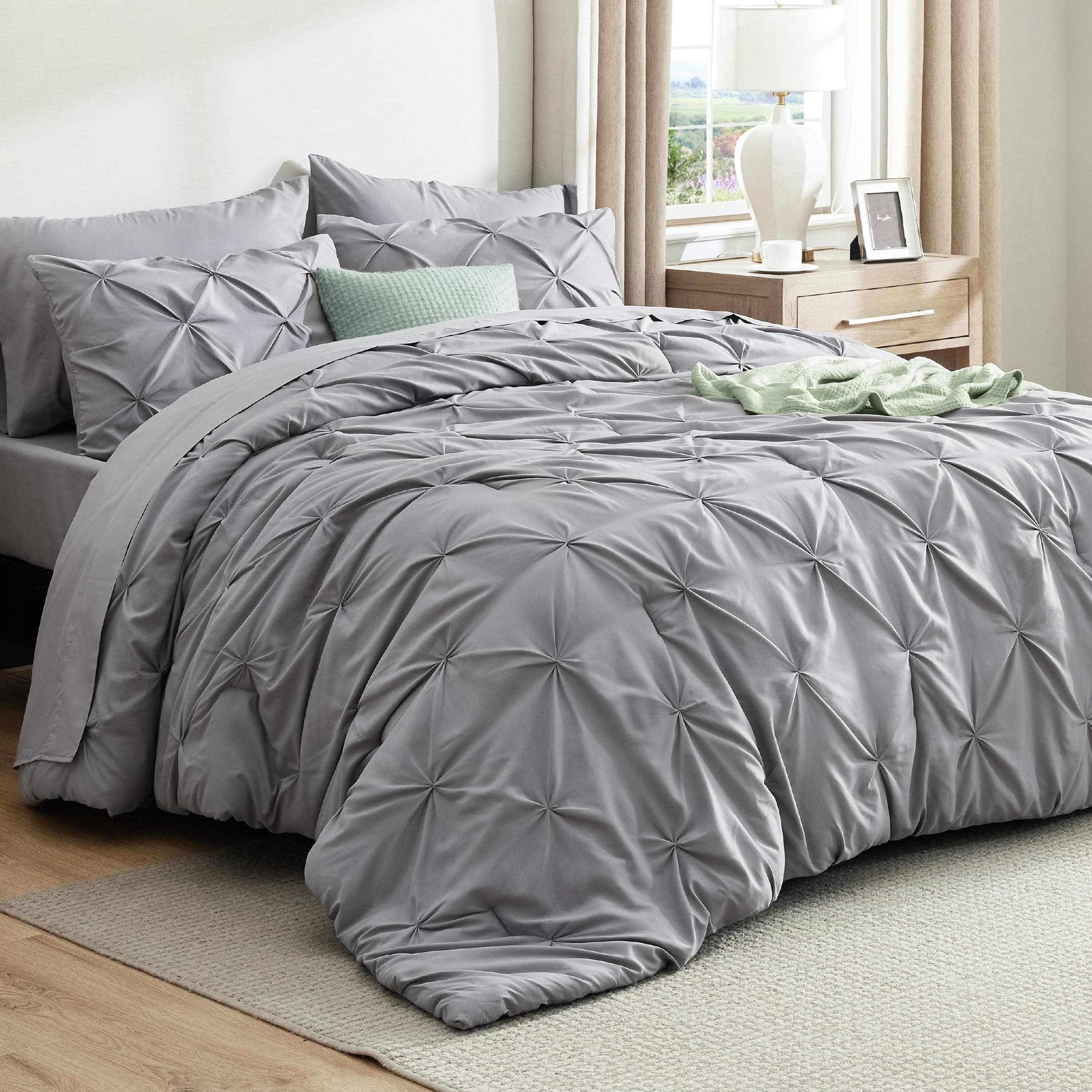 Bedsure Full Size Comforter Sets - Bedding Sets Full 7 Pieces, Bed in a Bag Grey Bed Sets with Comforter, Sheets, Pillowcases & Shams, Adult & Kids Bedding