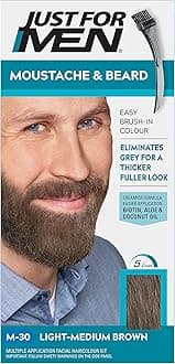 Just for men Moustache & Beard Light-Medium Brown Dye, Eliminates Grey for a Thicker & Fuller Look, M30