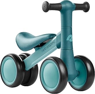 Retrospec Cricket 2 Baby Walker Balance Bike with 4 Wheels for Ages 12-24 Months - First Birthday Gift Toddler Bicycle Toy for 1 Year Old’s - Ride On Toys for Boys & Girls