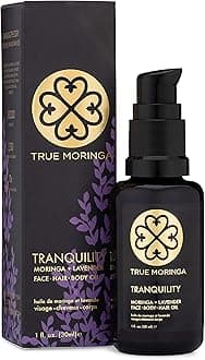 True Moringa Oil for Face, Body & Hair - 100% Pure Cold-Pressed Oil - Unrefined, Anti-aging, Reduce Wrinkles, Brightening Skin Tone, Minimize Age Spots - Vegan & Non-GMO (Lavender, 30 ml)