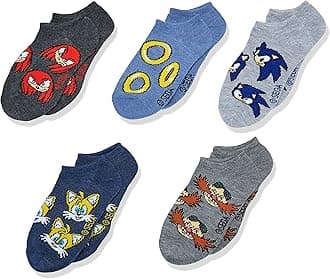 SONIC THE HEDGEHOG boys Sonic 5 Pack No Show Socks Casual Sock