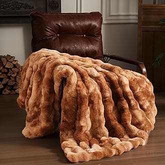Faux Fur Throw Blanket Soft Plush Fluffy Blanket for Couch Sofa, Thickened Cozy Fuzzy Luxury Bubble Blanket for Bedroom Living Room Decor,Tie-dye Caramel,60" x 80",1100GSM