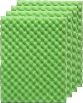 AFACYGN 4 Pack Aquarium Filter Media Bio Sponge Pad 16 x 12 x 1 inch, Fish Pond Foam Filter 20/30/40 PPI (Green 40ppi 4pack)