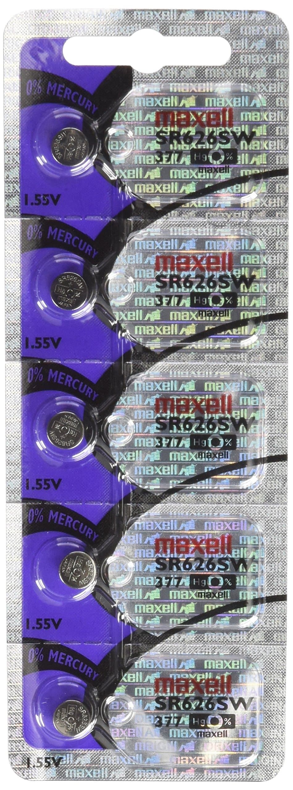 Maxell 5 Batteries Button Cell SR626SW