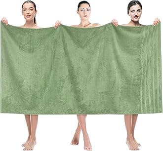 35x70 Jumbo Large Bath Towel, 600 GSM 100% Cotton Turkish Bath Sheet, Oversized Luxury Bath Towel for Bathroom Beach and Pool, Sage Green
