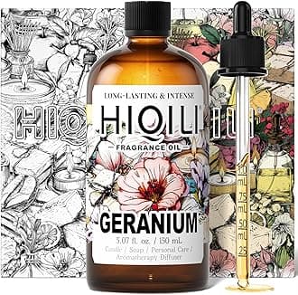 HIQILI Geranium Fragrance Oil for Home Diffuser, Relaxation, Essential Oil for Candle & Soap Making, Long-Lasting Scents, Car Freshies - 5.07 Fl Oz