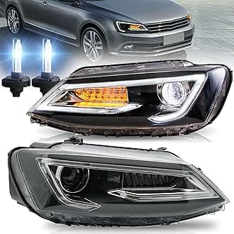 VLAND Headlights Fit for 2011-2018 Jetta 6th, with Sequential Turn Signal, Regular/D2H