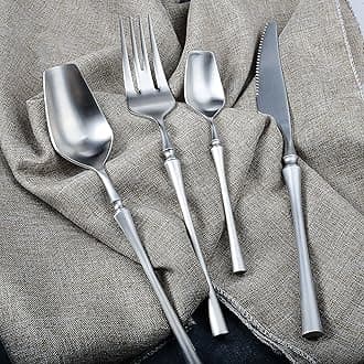 Exquisite silverware set for 6 elegant 18/8 stainless steel flatware set forks spoons and knives set eating utensils sets for family gathering corporate dinner gift choice dishwasher safe （24piece)