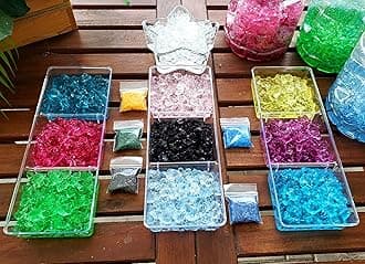 Cracked Ice - Water Absorbing/Releasing Gel Crystals - vase fillers - Reduce Watering for Plants, Flowers, Lucky Bamboo - 10 (White Diamond Clear)