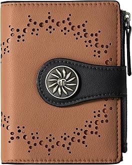 Small Wallet Women Bifold RFID Blocking Card Holder Leather Wallets with Zipper Coin Pocket