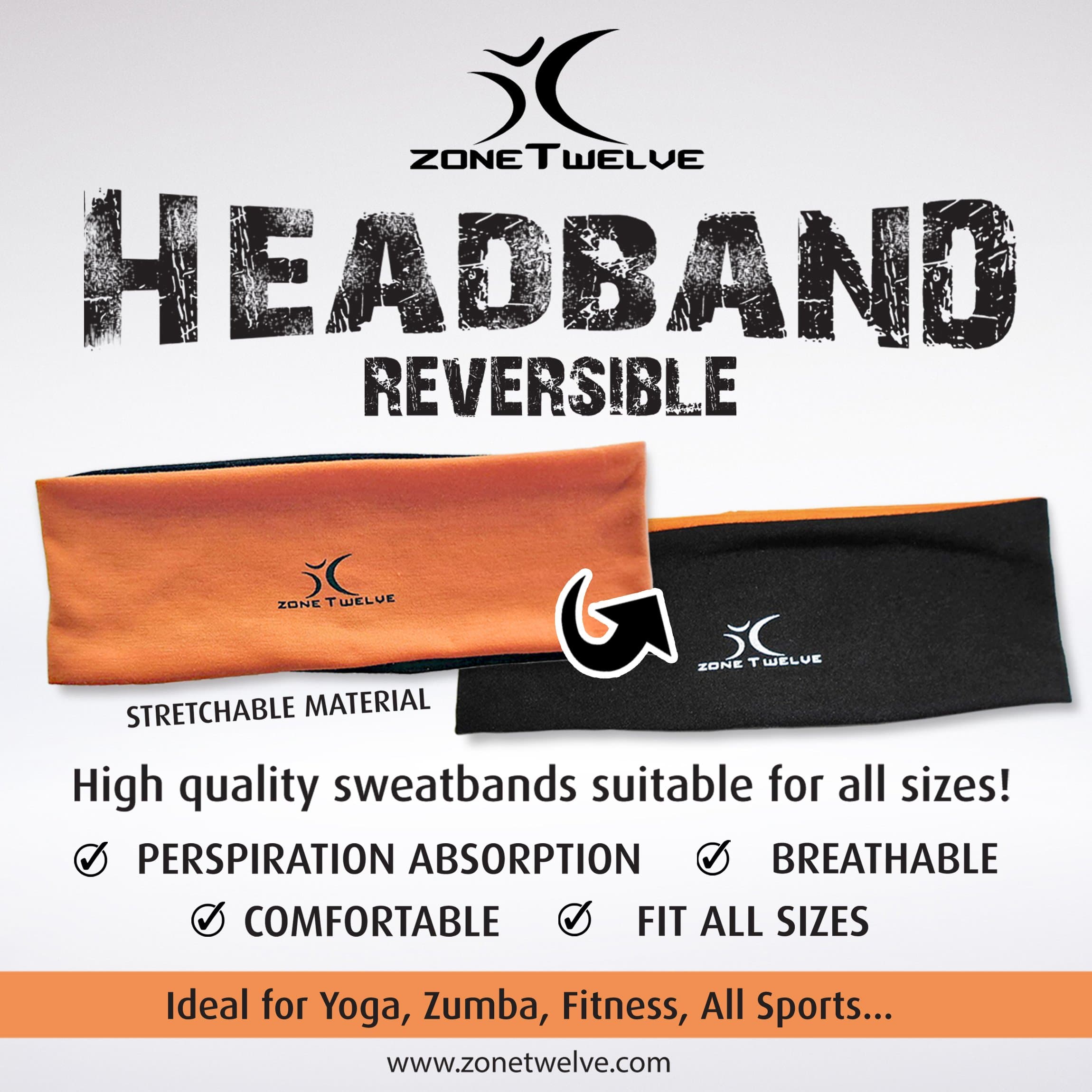 ZoneTwelve Reversible Headband