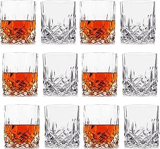 LEMONSODA Crystal Cut Old Fashioned Whiskey Glasses - Set of 12 (2090) - With Premium Gift Box - 10oz Premium Lead-Free Crystal Glass Tumbler For Drinking Bourbon, Scotch, Cognac - Housewarming Gifts