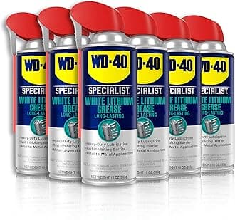 WD-40 Specialist White Lithium Grease Spray with SMART STRAW SPRAYS 2 WAYS, 10 OZ [6-Pack]