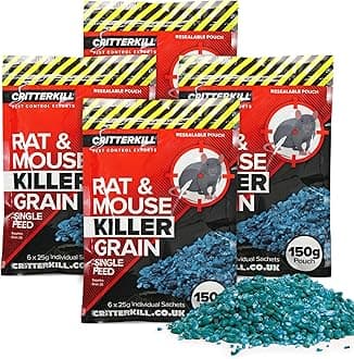 CritterKill Rat & Mouse Killer Poison Grain 150g SINGLE FEED - EXTRA STRENGTH (600g)