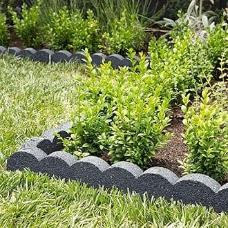 Flexi Curve Scalloped Garden Edging Rubber Landscape Scallop Lawn Border Edging Section 120cm (4ft), Grey, Pack of 2