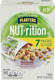 Planters NUT-RITION MEN'S HEALTH Recommended Nut Mix with Peanuts, Almonds, Pistachios Sea Salt, 7 ct of 1.25 oz Packs