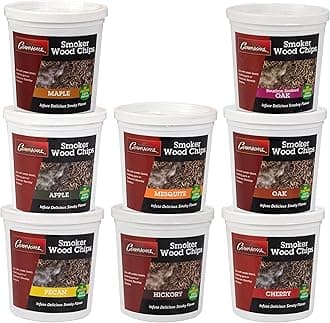 Camerons Wood Smoking Chips Variety Gift Set - Set of 8 Pints of Extra Fine Cut Sawdust Smoker Chips (Oak, Apple, Cherry, Pecan, Maple, Bourbon, Hickory, Mesquite)