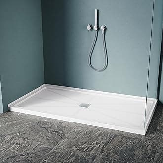 ELEGANT 60'' L x 32'' W x 4'' H Shower Base Pan, Center Drain, Non-Slip Single Threshold Shower Pan, Stainless Steel Shower Drain Cover Included