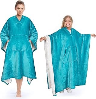Tirrinia Poncho Blanket Super Soft Comfy Plush Wearable Fleece 2-in-1 Blanket for Adult Women Men Kids