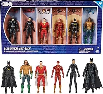 DC Comics, DC Theatrical Multi-Pack (Limited Edition), 6 Iconic Super Hero Action Figures, 4-inch Tall, WB 100 Years Anniversary Collectible, Superhero Kids Toys for Boys and Girls, Ages 3+