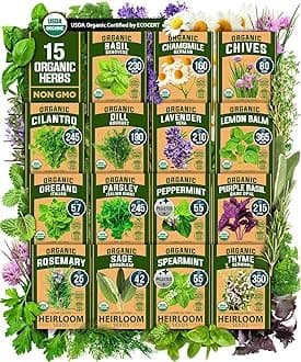 HOME GROWN Herb Seeds Non GMO, Heirloom 2,500+ Non GMO High-Germinating Heirloom Seeds for Planting Indoor Outdoor Herb Garden Hydroponics Garden Seeds, Basil Cilantro & More