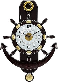 Altra Plastic Abstract Pendulum Analog Wall Clock (45 X 30 X 5 Cm, Brown)