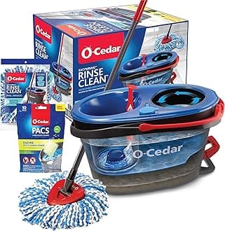O-Cedar EasyWring RinseClean Microfiber Spin Mop & Bucket Floor Cleaning System with 1 Extra Refill with Citrus Pac (Variety Pack)