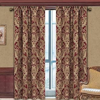 Luxury Damask Curtains for Bedroom, Lined Chenille Jacquard Blackout Curtains 2 Panels with Tiebacks, Window Curtain for Living Room Banquet Decor, Rod Pocket(52”Wx 84”L, 2 Panels)
