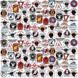 Top Gun Maverick 100ct Die Cut Vinyl Stickers Variety Pack – Fighter Jet & Aviation Decals for Laptop, Water Bottle, Scrapbooking, Tablet, Indoor & Outdoor Use