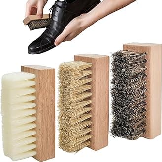 3 Small Shoe Cleaning Brush Set, Boots Sneaker Shoes Cleaner with Nylon, Boar and Horsehair Bristles, Polish Cleaning Brush for Leather, Suede, Canvas, Textile, Bags and Accessories