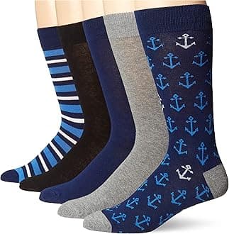 Amazon Essentials mens Comfortable Patterned Dress Socks