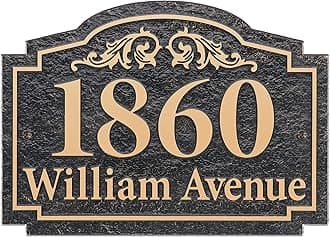 Address Plaque - Handcrafted Carving Sign - Large House Number - Vintage Address Plaque - 10" x 7.4" - Personalized Address Plaquer for Yard Sign, Enterprise, Office, 911 Visibility Signage (Styles 5)