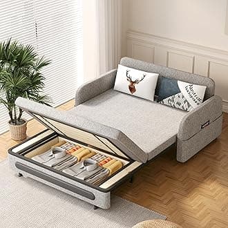 Pull-Out Sofa Bed - Versatile Futon Sleeper Couch for Living Room and Small Spaces(34.25"" D x 59.84"" W x 37.4"" H)- Gray/White RV Lounge (61.61" Gray)
