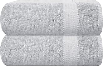 GLAMBURG Premium Cotton Oversized 2 Pack Bath Sheet 35x70-100% Pure Cotton - Ideal for Everyday use - Ultra Soft & Highly Absorbent - Machine Washable - Light Grey