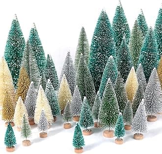 30Pcs Mini Christmas Trees Artificial Christmas Tree Bottle Brush Trees with Wooden Base for Christmas Decor Christmas Party Home Table Craft Decorations(Multicolor)