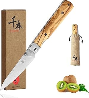 SENBON 440A stainless steel Ultra sharp pocket foldable Japanese peeling utility knife Natural Olive Handle Camping trip Outdoor Portable knife