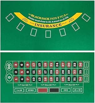 Brybelly Blackjack and Roulette Table Felt | Game Mat Perfect Size to Fit Most Dining Room Tables | Roll-Out Felt for Casino Gambling Games | Double Sided Felt for Casual and Entry Level Gamers