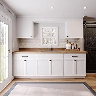 Quicklock RTA (Ready-to-Assemble) Cabinets | Kitchen Starter Sets Office Kitchenette Small Home Apartment (Pure White, 8 Foot)