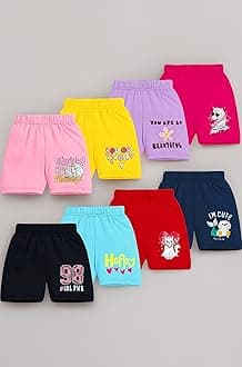 Girls Regular Fit Cotton Shorts - Pack of 8