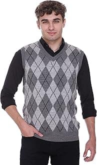 Woolen V Neck Sleeveless Half Sweater for Man Winter Pullover